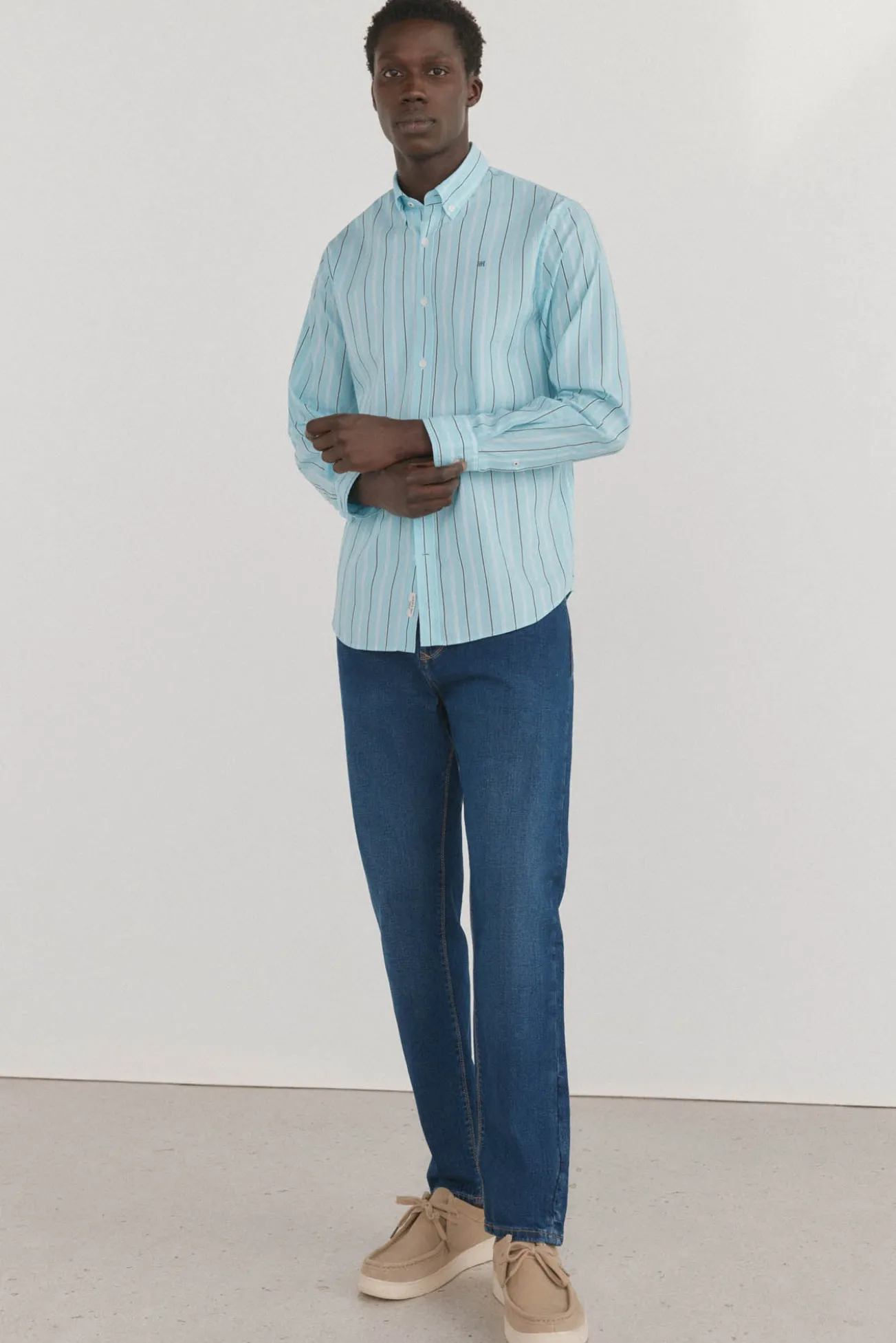 Camisa riscas tecido italiano