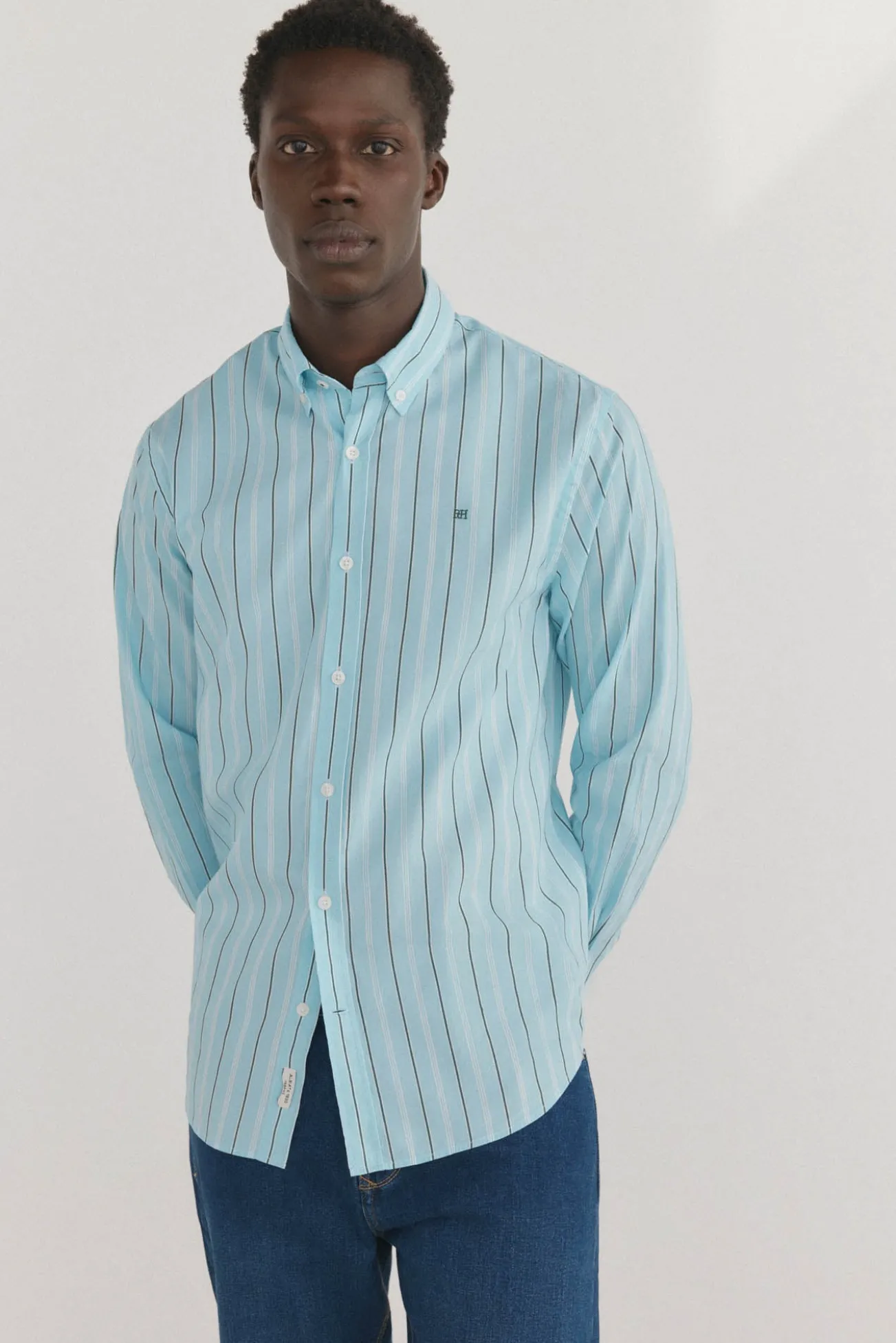 Camisa riscas tecido italiano