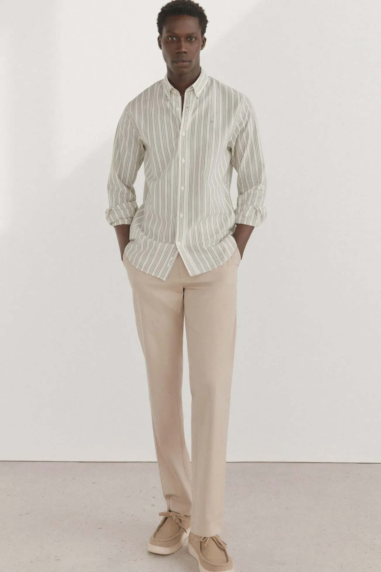 Camisa riscas tecido italiano