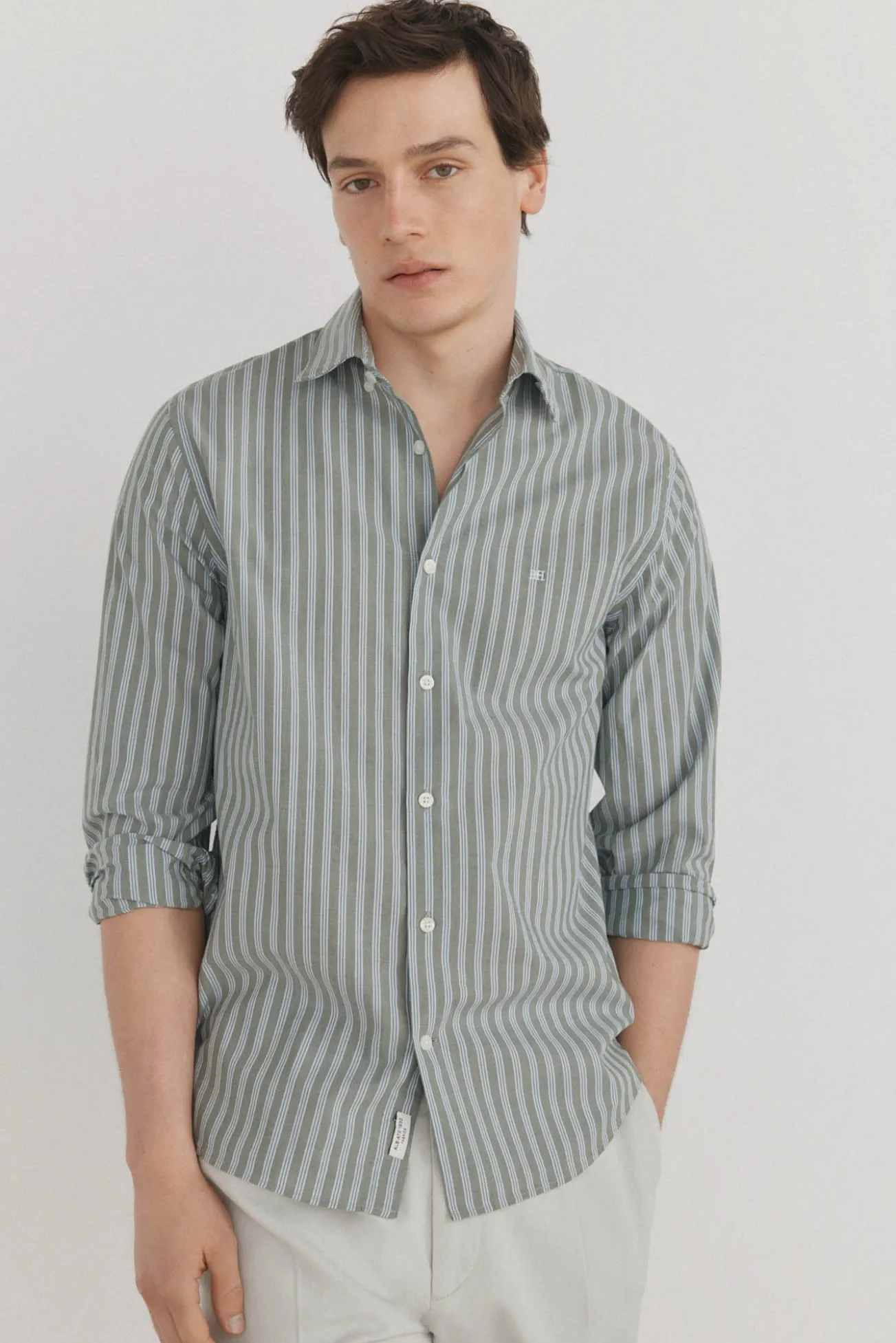Camisa riscas tecido italiano