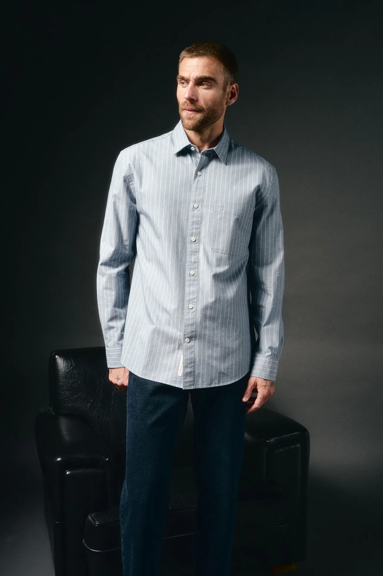 Camisa riscas twill
