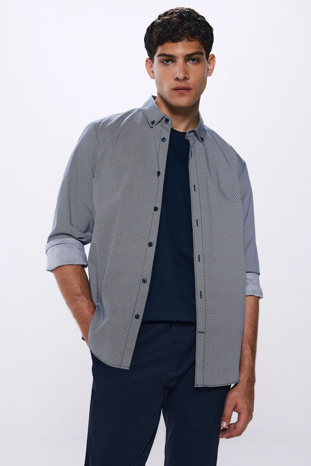 Camisa social de popelina