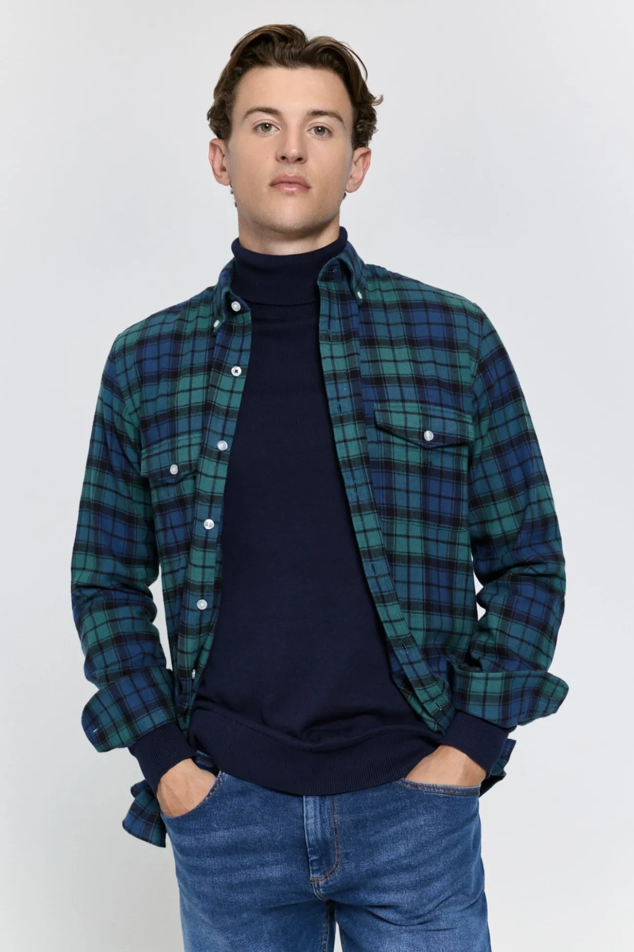 Camisa xadrez com caimento relaxado