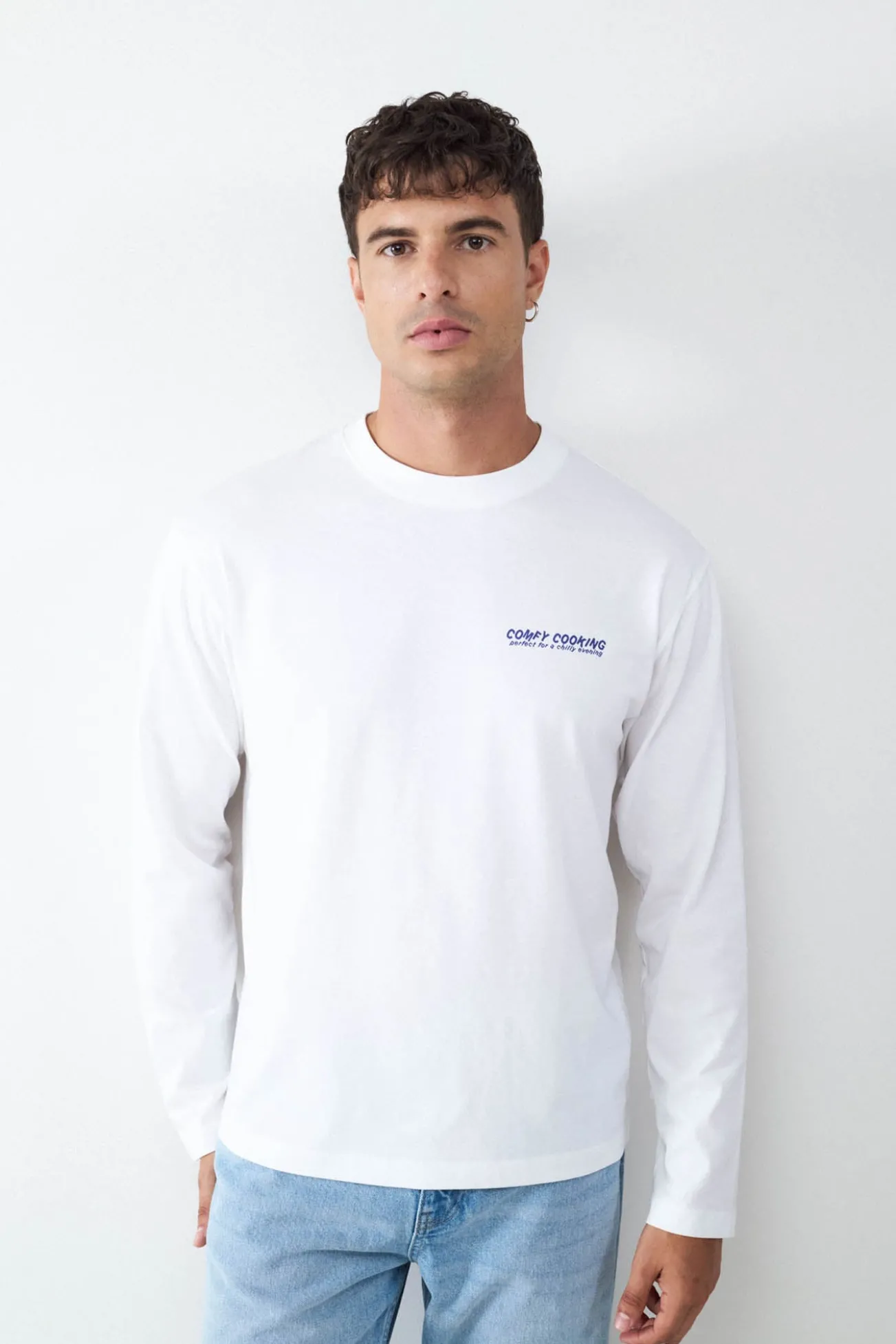 Camiseta de manga manga comprida com estampa de piquenique
