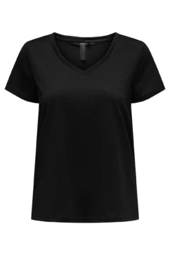 Camiseta de manga manga curta com gola em V e tecido com efeito água