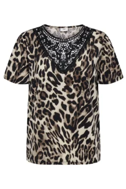 Camiseta de renda renda manga curta