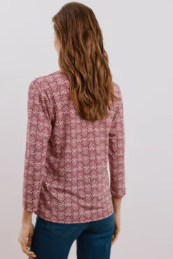 Camiseta fluida com decote em bico