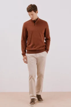 Camisola algodão caxemira gola alta