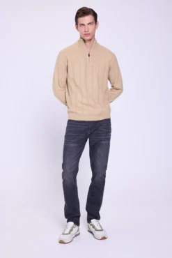 Camisola Canalé com fecho médio