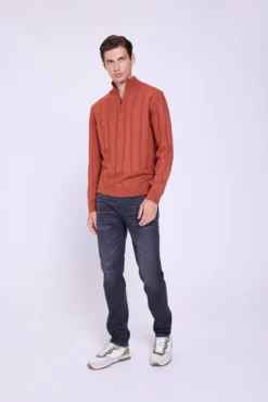 Camisola Canalé com fecho médio