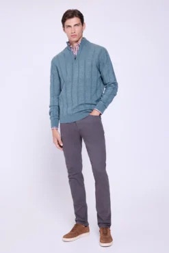 Camisola Canalé com fecho médio
