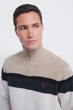 Camisola com fecho-éclair e blocos de cores