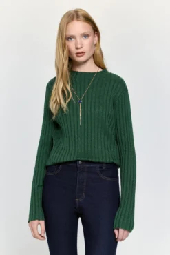 Camisola decote em V com fio metálico