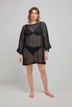 Camisola de crochet preta