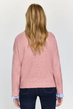 Camisola de gola caixa com detalhes em trança