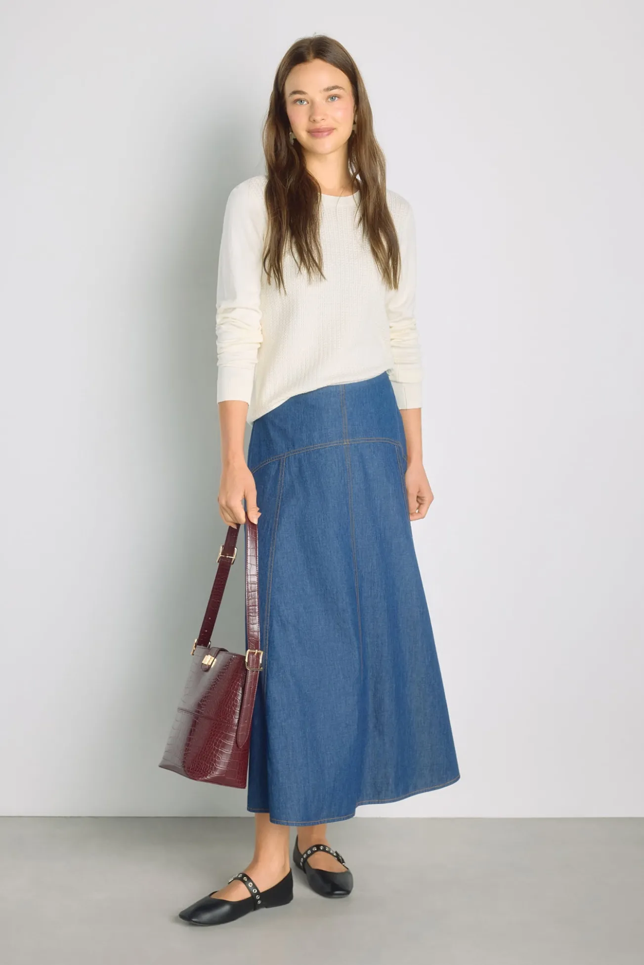 Camisola de gola redonda com estrutura