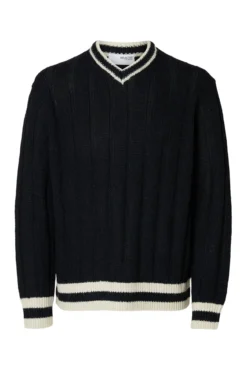 Camisola de lã e alpaca com gola em V