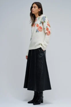 Camisola de lã e mohair com estampado floral