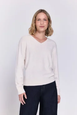 Camisola de liso malha com gola em v
