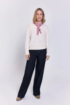 Camisola de liso malha com gola em v