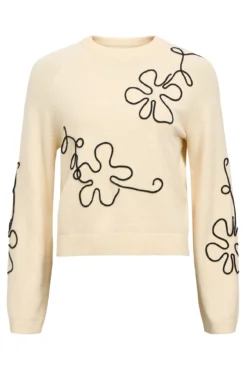 Camisola de malha bordado com flores