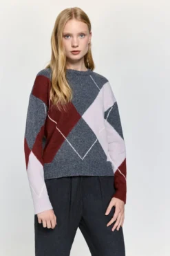 Camisola de malha com losangos