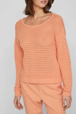 Camisola de malha decote barco de algodão