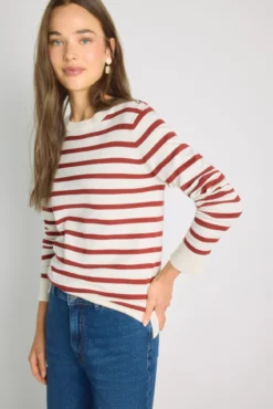 Camisola de riscas gola redonda