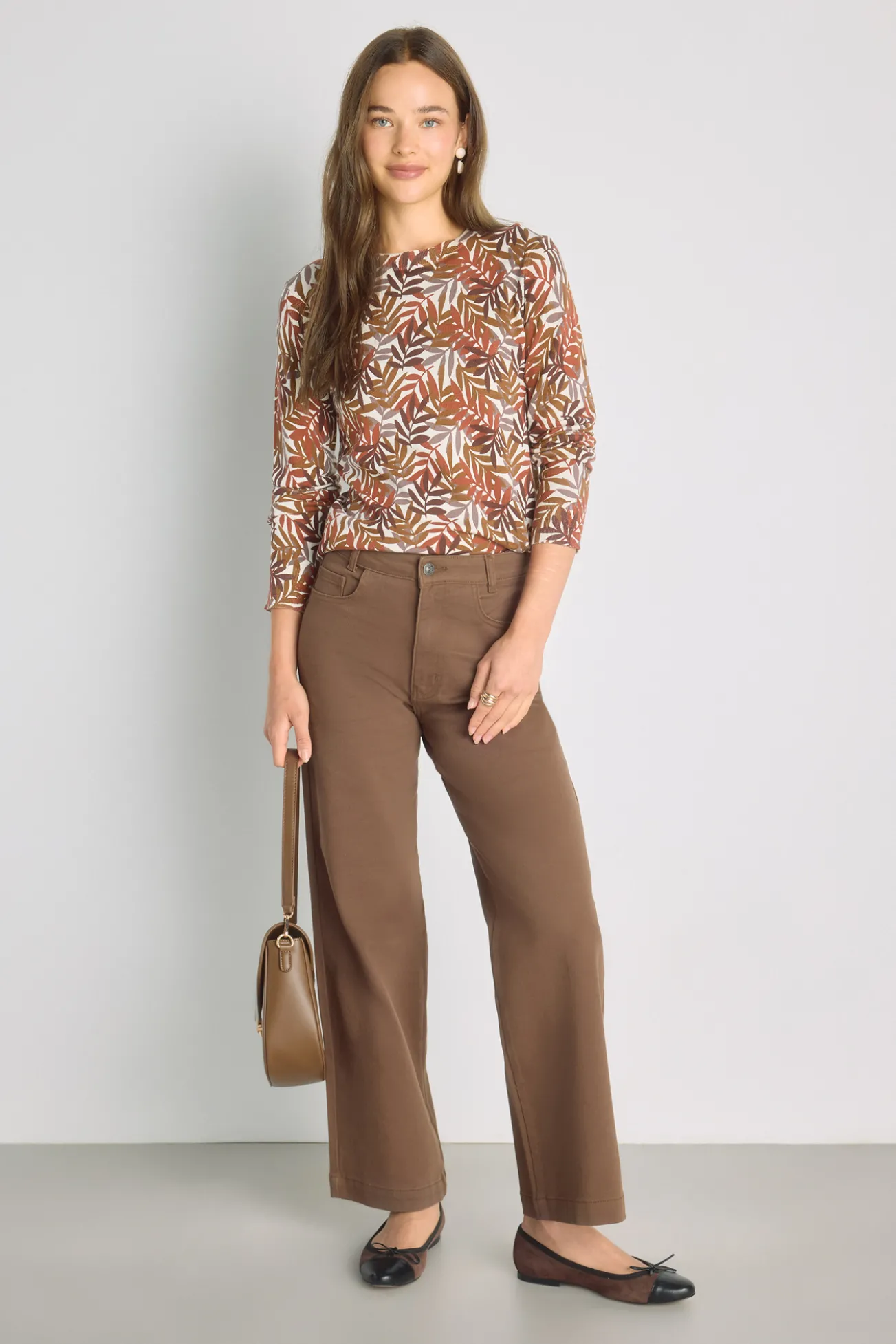 Camisola estampada gola redonda