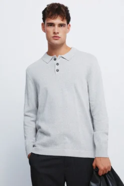 Camisola gola polo com botões