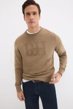 Camisola gola redonda logo grande no peito