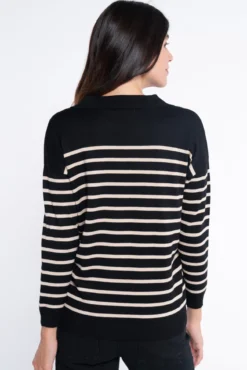 Camisola listrado com gola polo canelada