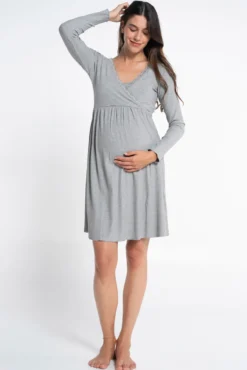 Camisola pré-mamã Camisa de dormir com decote cruzado