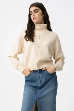 Camisola relaxado com costura frontal