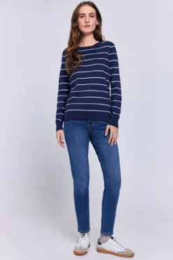 Camisola riscas gola redonda