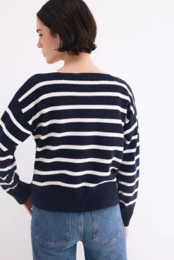 Camisola às riscas bicolores