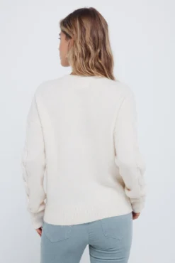 Camisola trançado em V