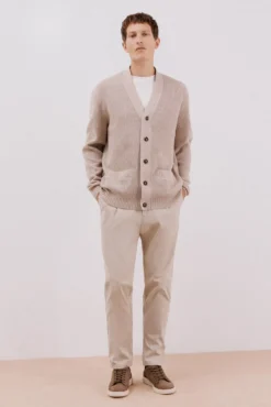 Cardigan de algodão com malha perolada