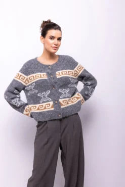 Cardigan de lã estampado
