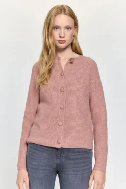 Cardigan de malha com botões forrados