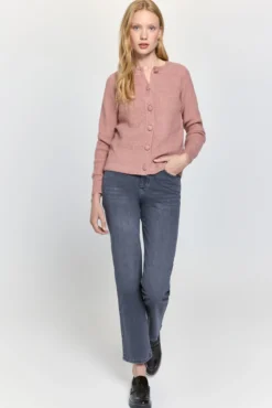 Cardigan de malha com botões forrados
