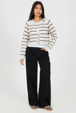 Cardigan de malha riscas