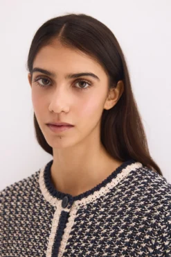 Casaco de malha com estrutura fantasia multicolor