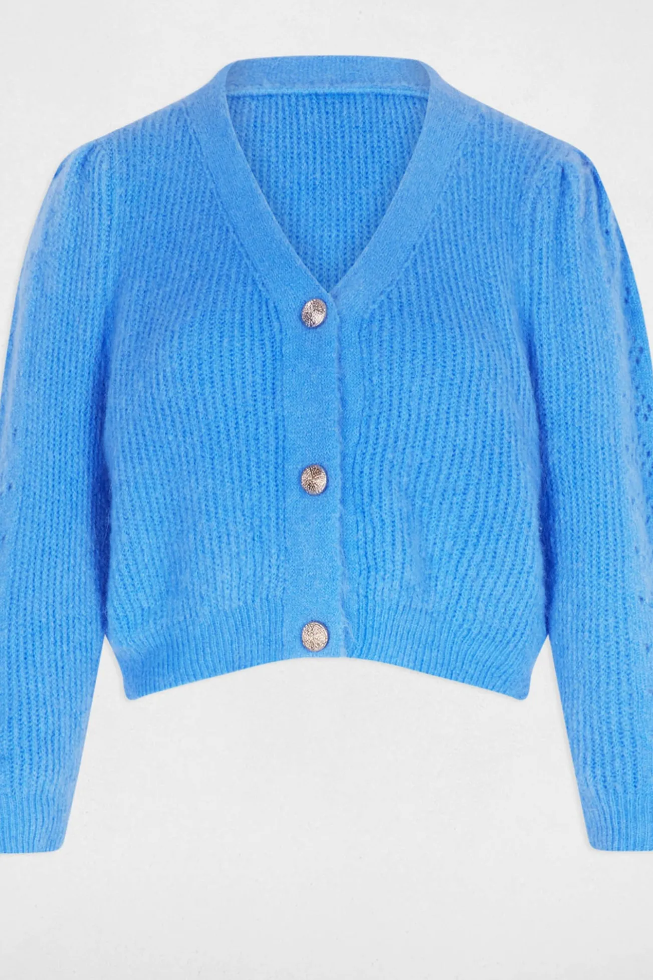 Casaco de malha slim fit com gola em V
