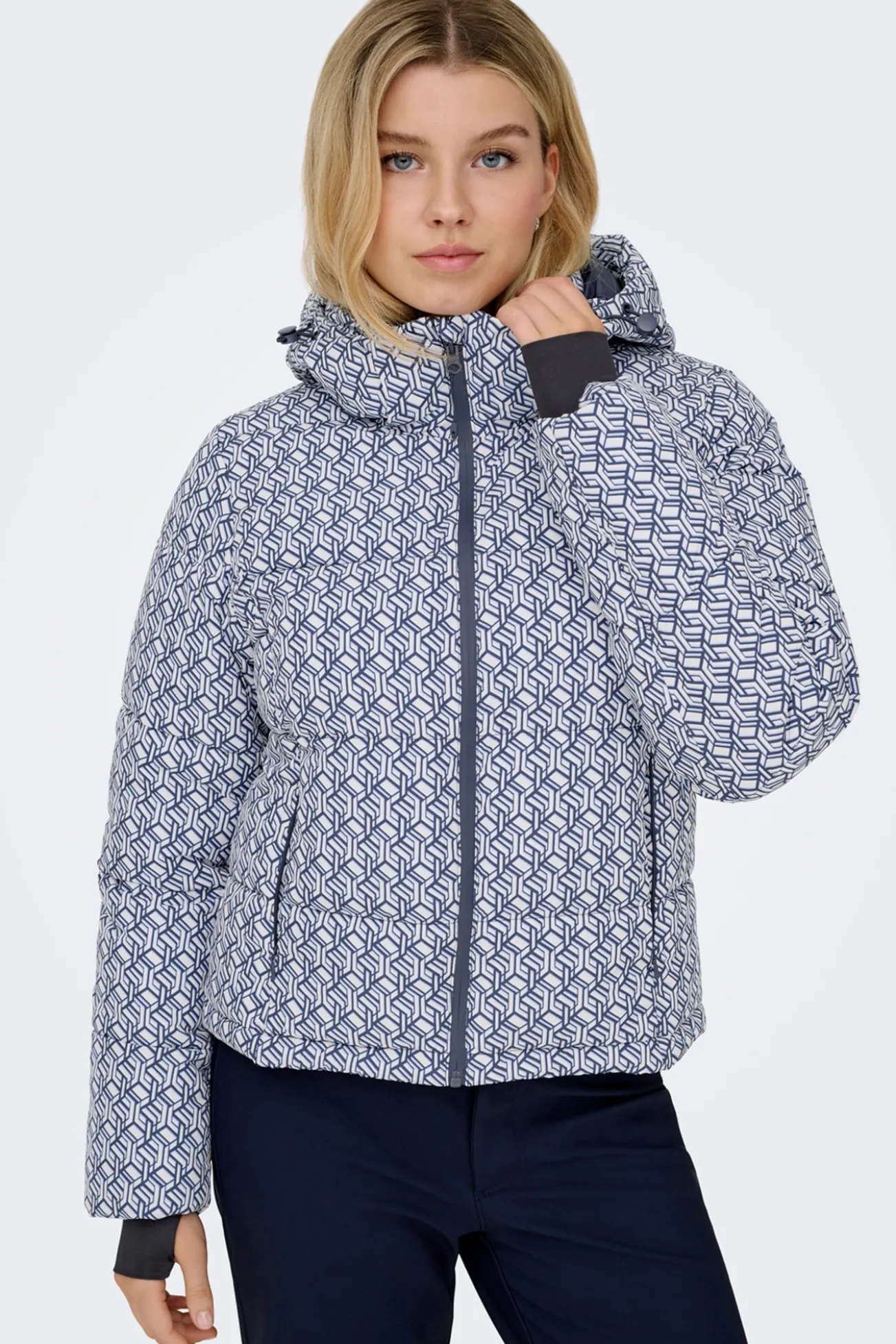 Casaco ski acolchoado técnico estampado para mulher