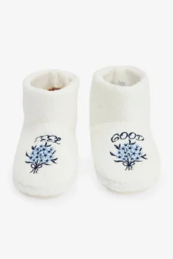 Chinelos de quarto bordados com o slogan Feel Good