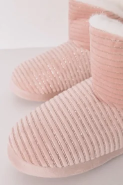 Chinelos de quarto bota canelada lurex
