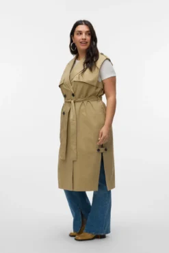 Colete longo trespassado plus size