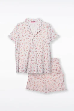 Conjunto de pijama canelado floral para pré-mamã