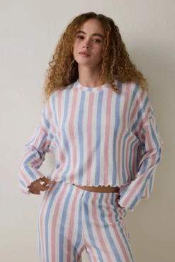 Conjunto de pijama térmico Moonlight com gola redonda redonda e manga comprida